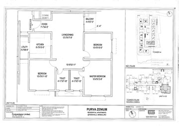 Floor Plan in 3 BHK Apartment at Puravankara Purva Zenium, Hosahalli – for Sale