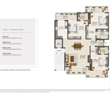 Floor Plan in 3 BHK Apartment at Adani Samsara Vilasa, Sector 63 – for Sale