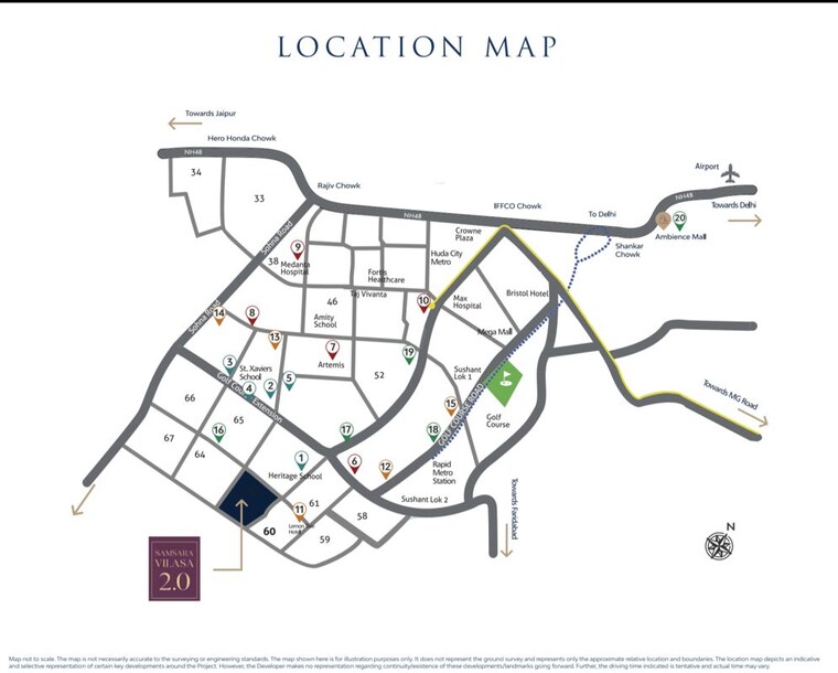 Map Location, adani-samsara-vilasa 3.5 Bedroom 311 Sq.Ft. Builder Floor In Sector 63 Gurgaon 9995240
