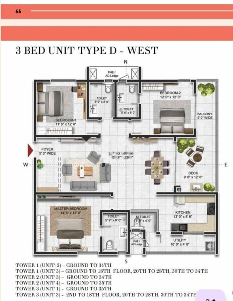Floor Plan, prestige-beverly-hills 3 Bedroom 2655 Sq.Ft. Apartment In Kokapet Hyderabad 9995662