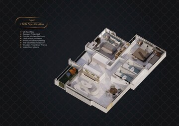 Floor Plan in 3 BHK Apartment at Ikon Queens Tower, Mohammadwadi – for Sale