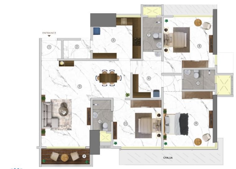 Floor Plan, sugee-vijayshree 4 Bedroom 1700 Sq.Ft. Apartment In Dadar West Mumbai 9998570