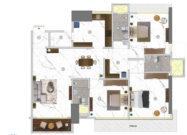 Floor Plan, sugee-vijayshree 3 Bedroom 1300 Sq.Ft. Apartment In Dadar West Mumbai 9998656