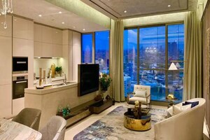 Living Room in 3 BHK Apartment at Rustomjee Crown, Prabhadevi – for Sale