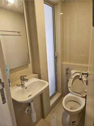 Bathroom in 1 BHK Apartment at Hiranandani Estate Solitaire C, Ghodbunder Road – for Rent