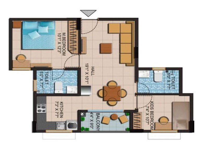 Floor Plan, shriram-liberty-square 2 Bedroom 860 Sq.Ft. Apartment In Electronic City Phase ii Bangalore 10002845
