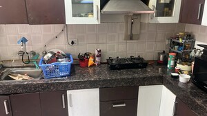 Kitchen in 3 BHK Apartment at Geotech Pristine Avenue, Sector 16c Greater Noida – for Rent