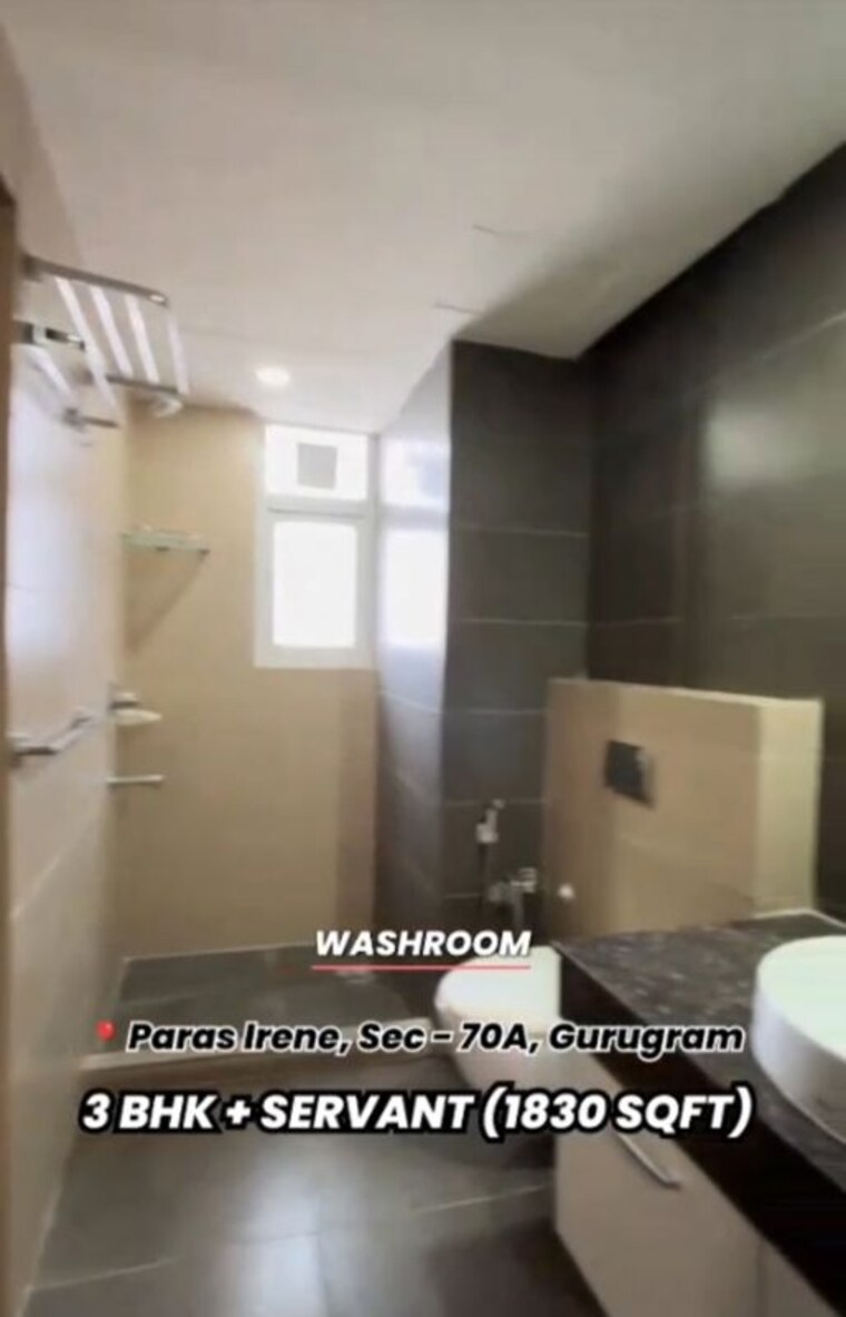 Bathroom, paras-irene 3 Bedroom 1830 Sq.Ft. Apartment In Sector 70a Gurgaon 10004028
