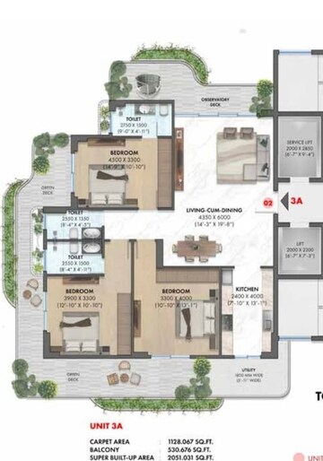 Floor Plan in 3.5 BHK Apartment at Ganga Anantam, Sector 85 – for Sale