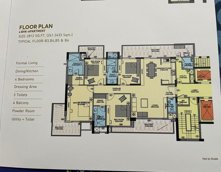 Floor Plan, ss-the-leaf 4 Bedroom 2812 Sq.Ft. Apartment In Sector 85 Gurgaon 10006437