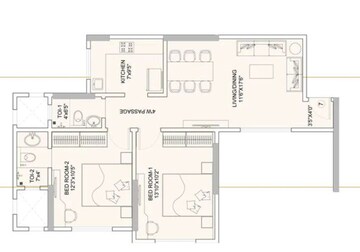 Floor Plan in 2 BHK Apartment at Sunteck Gilbird, Andheri West – for Sale