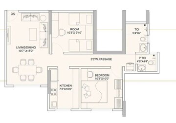 Floor Plan in 2 BHK Apartment at Sunteck Gilbird, Andheri West – for Sale