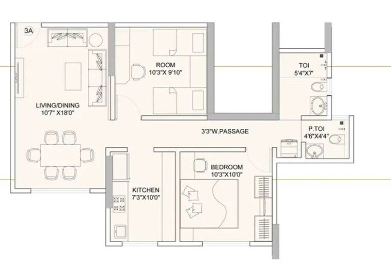 Floor Plan, sunteck-gilbird 2 Bedroom 599 Sq.Ft. Apartment In Andheri West Mumbai 10008094