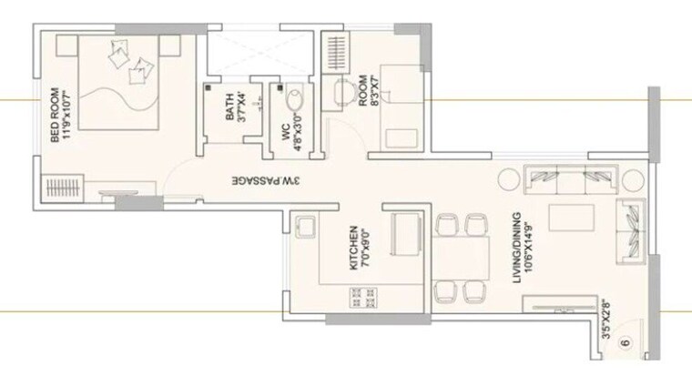 Floor Plan, sunteck-gilbird 2 Bedroom 599 Sq.Ft. Apartment In Andheri West Mumbai 10008094