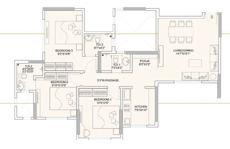 Floor Plan, sunteck-gilbird 2 Bedroom 599 Sq.Ft. Apartment In Andheri West Mumbai 10008094