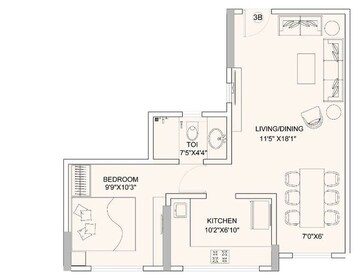 Floor Plan in 2 BHK Apartment at Sunteck Gilbird, Andheri West – for Sale