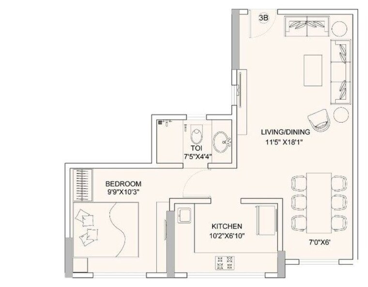 Floor Plan, sunteck-gilbird 2 Bedroom 599 Sq.Ft. Apartment In Andheri West Mumbai 10008094