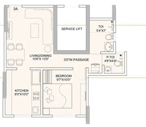 Floor Plan in 2 BHK Apartment at Sunteck Gilbird, Andheri West – for Sale