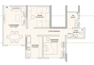 Floor Plan in 2 BHK Apartment at Sunteck Gilbird, Andheri West – for Sale