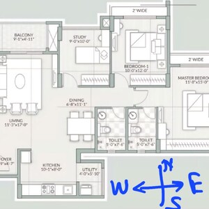 Floor Plan in 2.5 BHK Apartment at Goyal Orchid Piccadilly, Chokkanahalli – for Sale