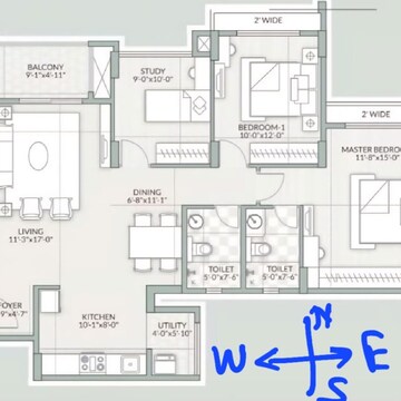Floor Plan in 2.5 BHK Apartment at Goyal Orchid Piccadilly, Chokkanahalli – for Sale