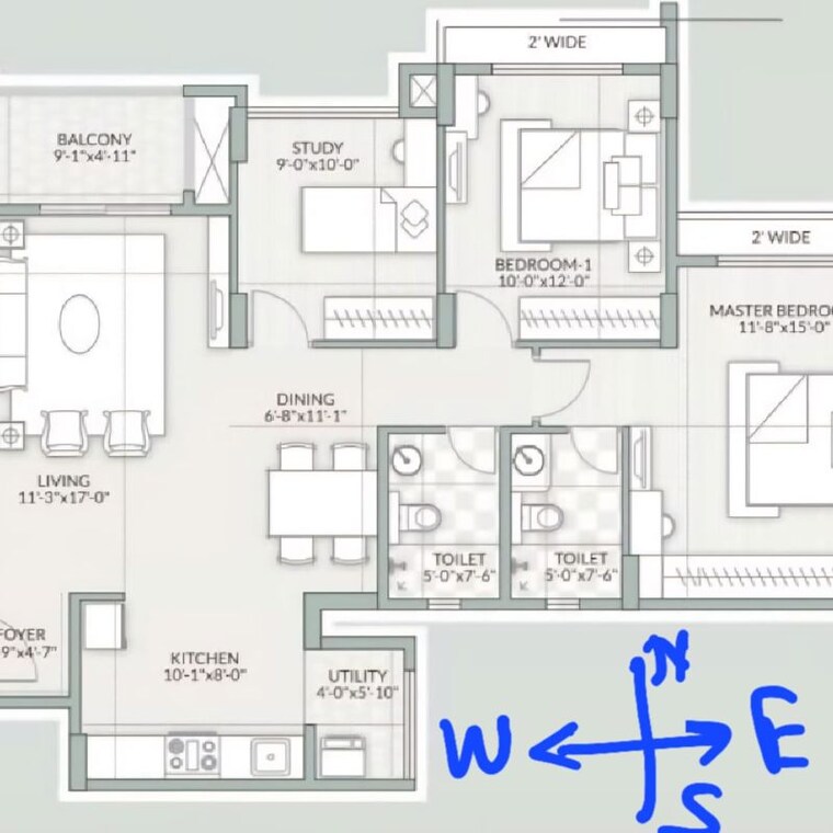 Floor Plan, goyal-orchid-piccadilly 2.5 Bedroom 1371 Sq.Ft. Apartment In Chokkanahalli Bangalore 10009305