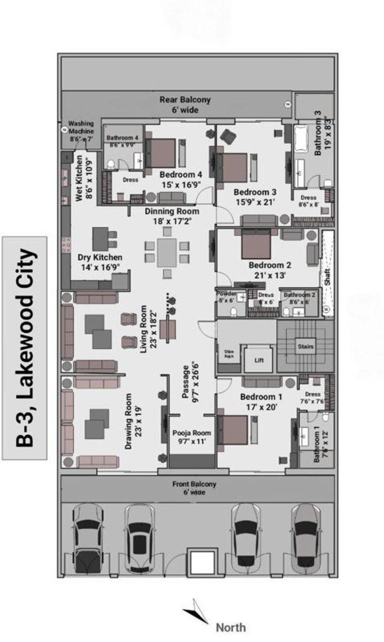 Floor Plan, surajkund road 4 Bedroom 818 Sq.Ft. Builder Floor In Surajkund Road Faridabad 10009576