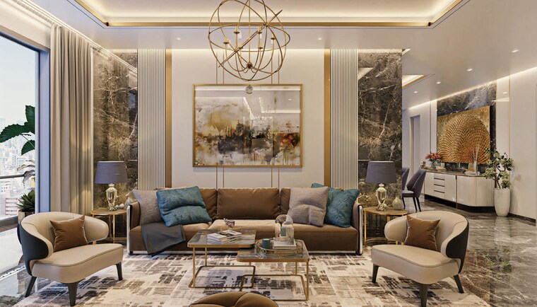 Living Room, brigade-gateway 4 Bedroom 4980 Sq.Ft. Apartment In Kokapet Hyderabad 10009661