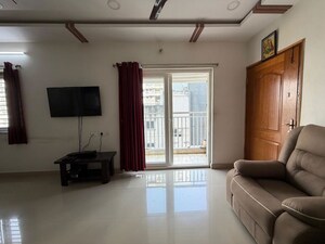 Living Room in 3 BHK Apartment at Rajapushpa Regalia, Kokapet – for Rent