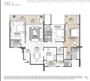 Floor Plan in 4 BHK Apartment at Nyati Elenor, Lulla Nagar – for Sale