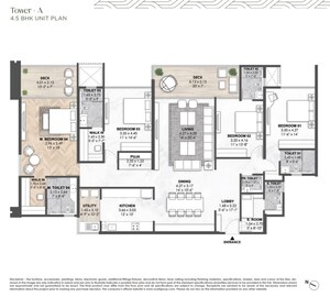 Floor Plan in 4 BHK Apartment at Nyati Elenor, Lulla Nagar – for Sale