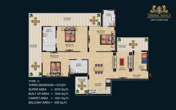 Floor Plan in 4 BHK Apartment at Antriksh Central Avenue, Sector 33 – for Sale