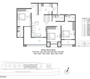 Floor Plan in 3 BHK Apartment at Tru Meadows, Kondhwa – for Sale