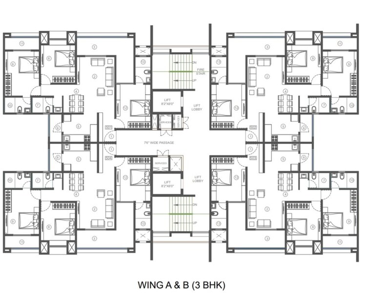 Floor Plan, tru-meadows 3 Bedroom 1083 Sq.Ft. Apartment In Kondhwa Pune 10011334