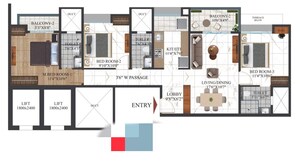Floor Plan in 3 BHK Apartment at Shriram The Spectrum, Undri – for Sale