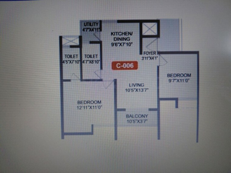 Floor Plan, rohan-akriti 2 Bedroom 966 Sq.Ft. Apartment In Kanakapura Road Bangalore 10012392