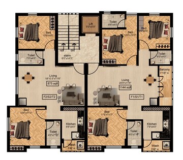 Floor Plan in 3 BHK Apartment at Nesapakkam – for Sale