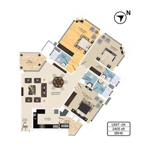 Floor Plan in 3 BHK Apartment at Mantri Pinnacle, Hulimavu – for Rent