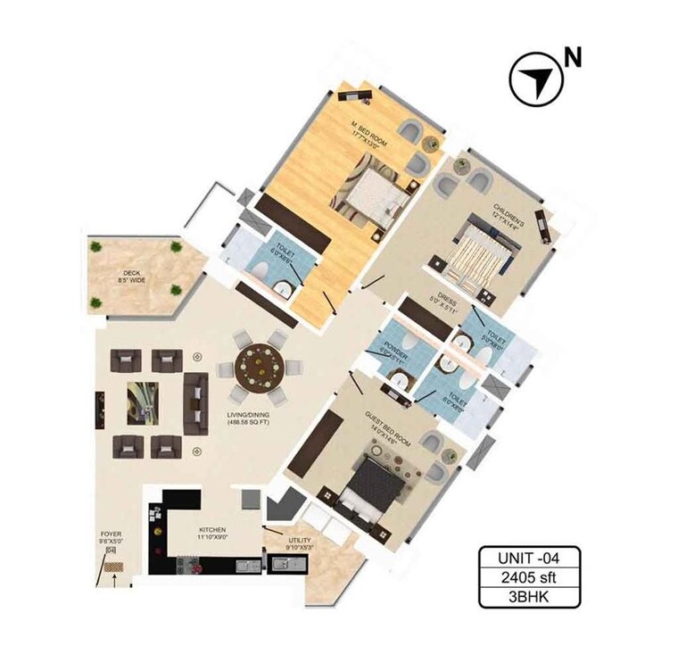 Floor Plan, mantri-pinnacle 3 Bedroom 2500 Sq.Ft. Apartment In Hulimavu Bangalore 10012616