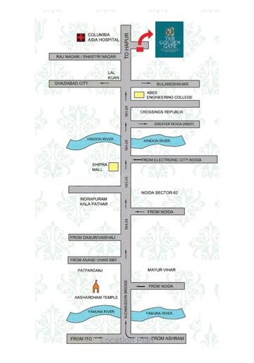 3.5 BHK Apartment – Map Location View at The Golden Gate, Mahurali - for Sale