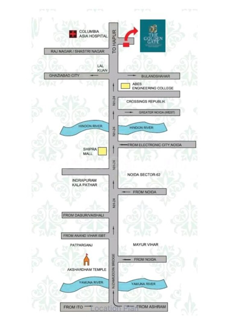 Map Location, the-golden-gate 3.5 Bedroom 1793 Sq.Ft. Apartment In Mahurali Ghaziabad 10013954