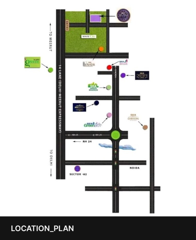 Map Location, ska-divine 3 Bedroom 1855 Sq.Ft. Apartment In Sector 1 Wave City Ghaziabad 10014079