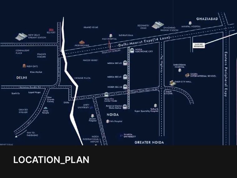 Map Location, gaur-nyc-residences 4 Bedroom 2210 Sq.Ft. Apartment In Sector 3 Wave City Ghaziabad 10014115