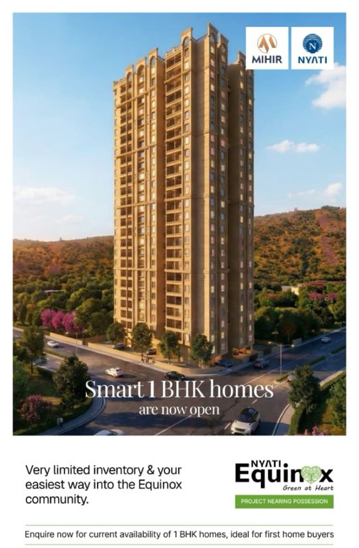 1 BHK + Study Room Apartment For Sale in Nyati Equinox