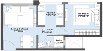 Floor Plan in 3 BHK Apartment at LnT Veridian, Powai – for Rent