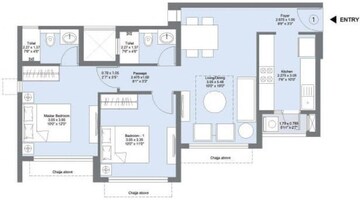 Floor Plan in 3 BHK Apartment at LnT Veridian, Powai – for Rent