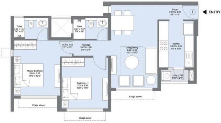 Floor Plan, lnt-veridian 3 Bedroom 990 Sq.Ft. Apartment In Powai Mumbai 10014443