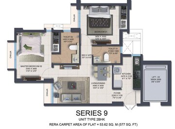 Floor Plan in 1 BHK Apartment at Nahar Amaryllis Towers and Plaza, Chandivali – for Rent