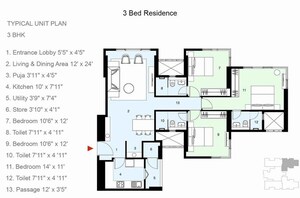 Floor Plan in 2 BHK Apartment at Lodha Allura, Worli – for Rent