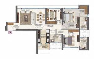 Floor Plan in 2 BHK Apartment at Peninsula Salsette 27, Byculla – for Rent